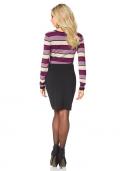 Strickkleid mit Gürtel aubergine-schwarz