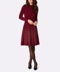 Strickkleid mit Stehkragen dunkelrot