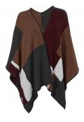 Strickponcho bordeaux-bunt
