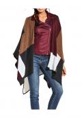 Strickponcho bordeaux-bunt