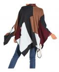 Strickponcho bordeaux-bunt