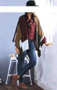 Strickponcho bordeaux-bunt