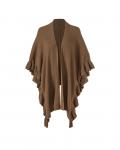 Strickponcho mit Volants braun