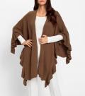 Strickponcho mit Volants braun