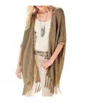 Strickponcho taupe-gold