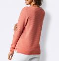 Strukturmuster-Kaschmir-Pullover koralle