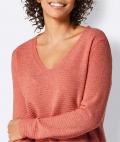 Strukturmuster-Kaschmir-Pullover koralle