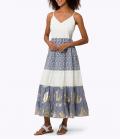 Stufenkleid mit Lochstickerei ecru-bleu
