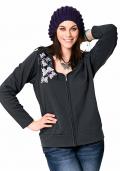 Sweatjacke mit Pailletten anthrazit