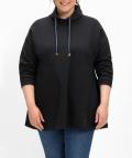Sweatshirt in A-Linie mit Taschen und Kragen schwarz Gr. 52/54