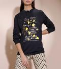Sweatshirt mit Druck im Vorderteil  schwarz-limone