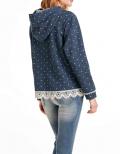 Sweatshirt mit Spitze jeansblau-ecru