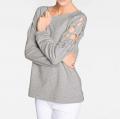 Sweatshirt mit Stickerei grau-melange