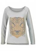 Sweatshirt mit Strass grau