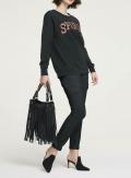 Sweatshirt mit Strass schwarz