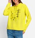 Sweatshirt mitplatziertem Druck und Pailletten limone