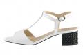 T-Spangen-Leder-Sandalette weiß