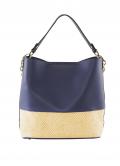 Tasche mit Zierkette marine-beige