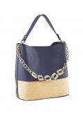 Tasche mit Zierkette marine-beige