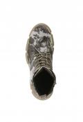 Textil-Leder-Mix-Schnürstiefelette taupe-bunt