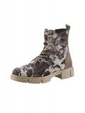 Textil-Leder-Mix-Schnürstiefelette taupe-bunt
