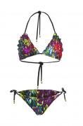 Triangel-Bikini schwarz-bunt Gr. 40 B-Cup