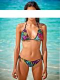 Triangel-Bikini schwarz-bunt Gr. 40 B-Cup