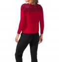 U-Boot-Pullover mit Spitze rot