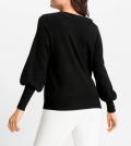 U-Boot-Pullover mitGlitzerzierband schwarz