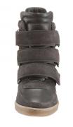 Velours-Glattleder-Boots khaki