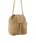 Veloursleder-Beuteltasche beige