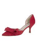 Veloursleder-Pumps mit Schleife rot