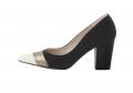 Veloursleder-Pumps schwarz-goldfarben