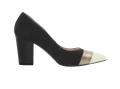 Veloursleder-Pumps schwarz-goldfarben