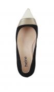 Veloursleder-Pumps schwarz-goldfarben