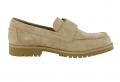 Veloursleder-Slipper mit Strassschnalle beige