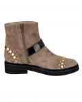 Veloursleder-Stiefelette beige-braun