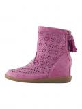 Veloursleder-Stiefelette mit Cut-Outs pink