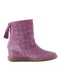 Veloursleder-Stiefelette mit Cut-Outs pink