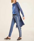 Velourslederimitat-Longblazer blau