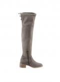 Velourslederimitat-Overkneestiefel taupe