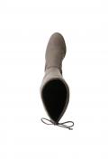 Velourslederimitat-Overkneestiefel taupe