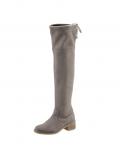Velourslederimitat-Overkneestiefel taupe