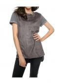 Velourslederimitat-Shirt grau