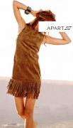 Velourslederkleid cognac Größe 34