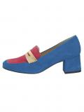 Velourslederpumps blau-pink