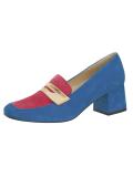 Velourslederpumps blau-pink