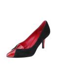 Velourslederpumps schwarz-rot