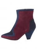 Velourslederstiefelette bordeaux-blau