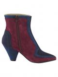 Velourslederstiefelette bordeaux-blau